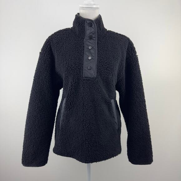 Athleta Cozy Sherpa‎ Snap black sweatshirt - Picture 2 of 9